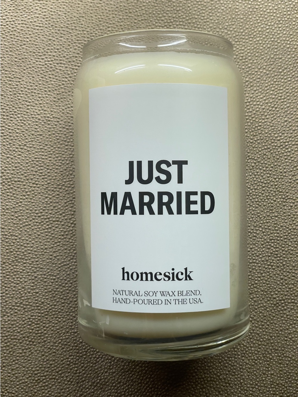 Homesick “Just Married" Cream Soy Wax Candle . New in box